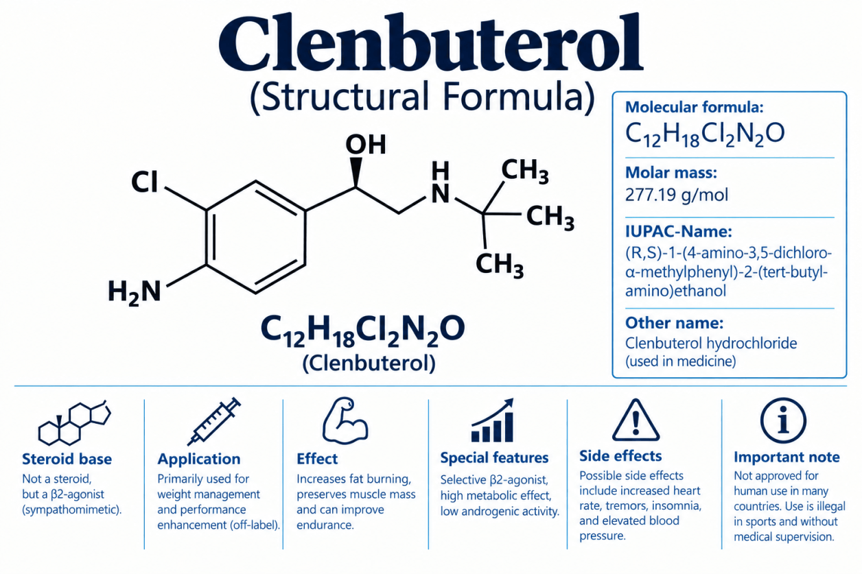 Clenbutérol dans le bodybuilding – Informations sur les effets, les risques et les propriétés