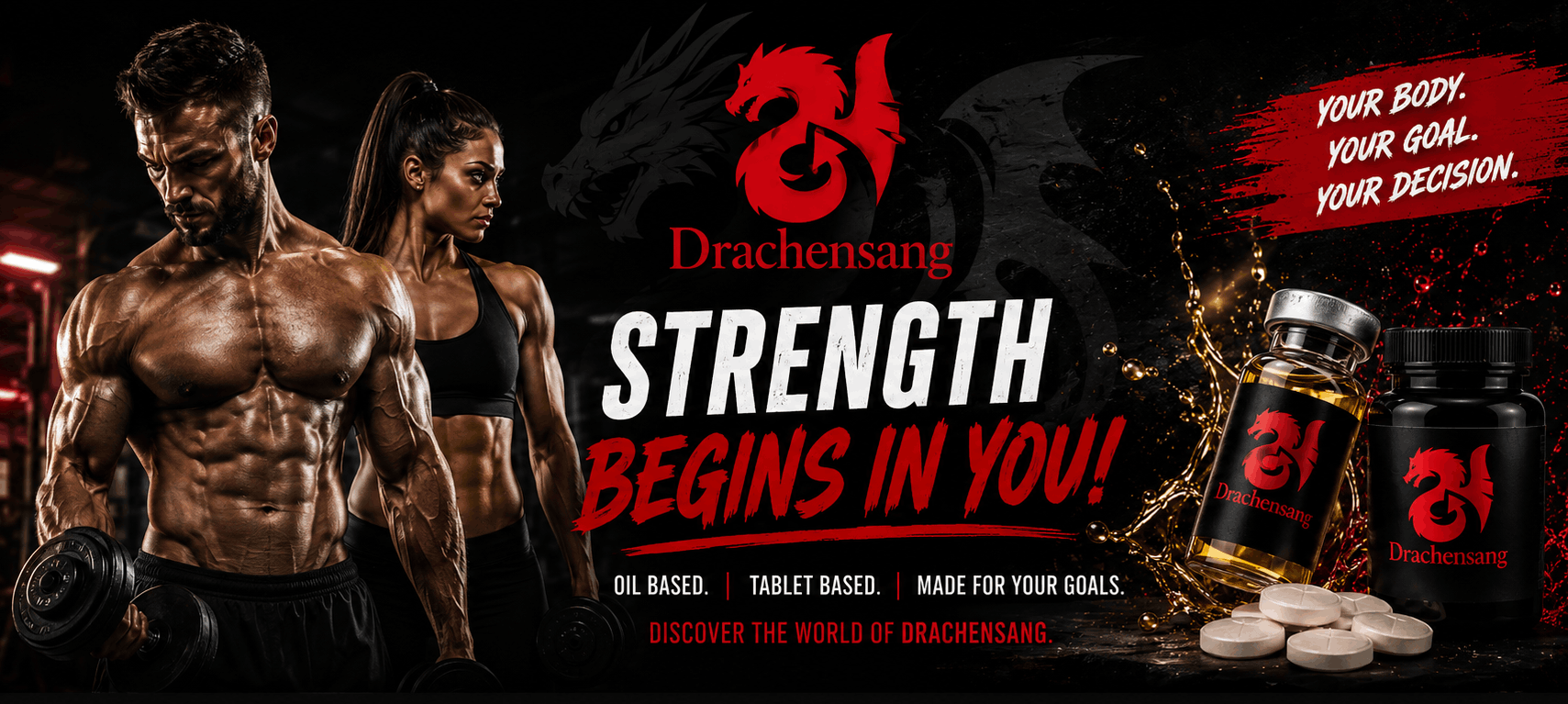 Drachensang Academy France – Formulations premium sur base huileuse, comprimés et gélules anaboles high-end, pureté certifiée proche de 100% pour la musculation