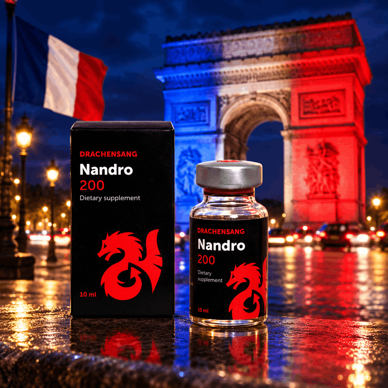 Nandro 200 de Drachensang devant l’Arc de Triomphe à Paris