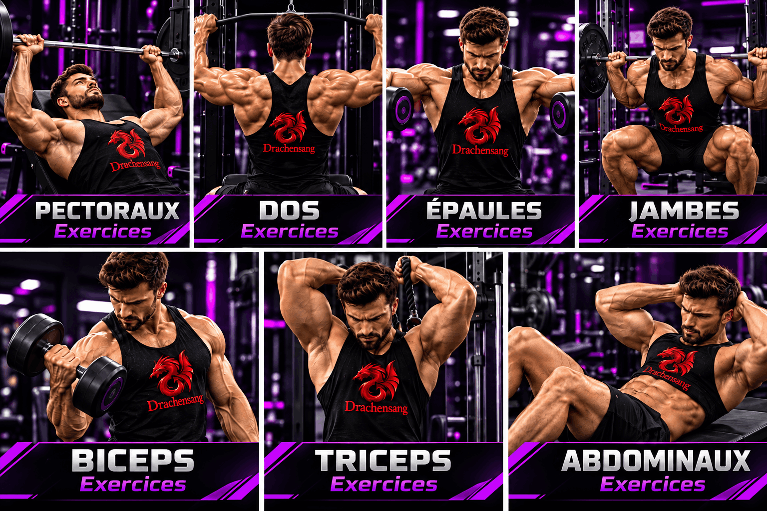 Exercices de musculation pour les pectoraux, le dos, les épaules, les jambes, les biceps, les triceps et les abdominaux – Drachensang Academy France
