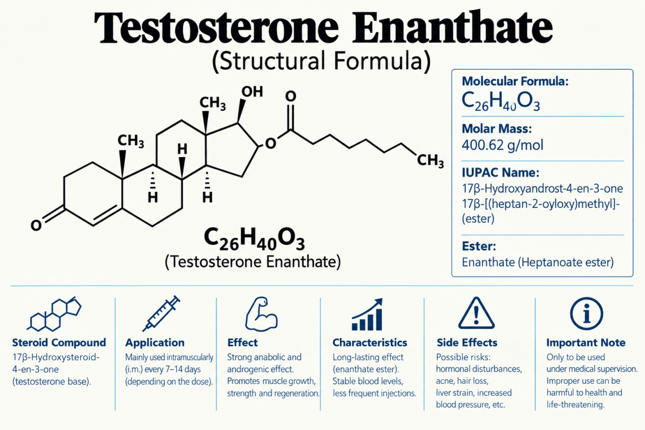 Testostérone Enanthate – Informations sur les effets, l’utilisation et les risques