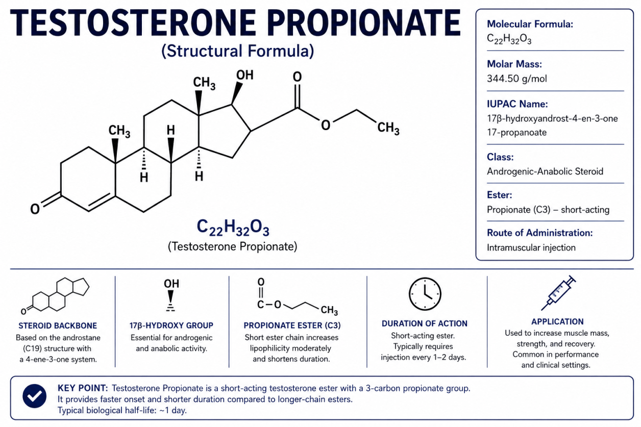 Testostérone Propionate – Informations sur les effets, les propriétés et les risques